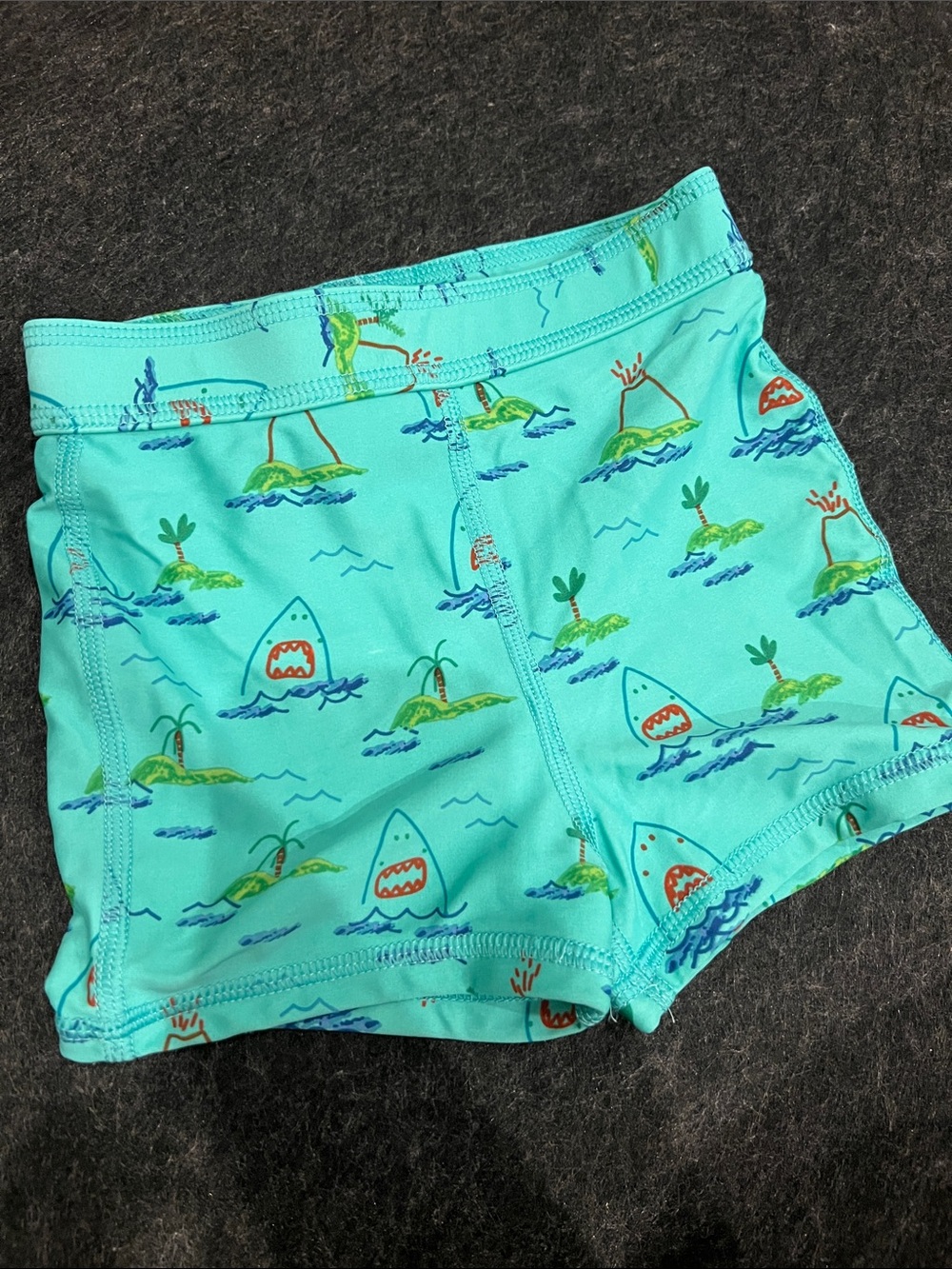 Hannah Anderson Kids Boys Aqua Shark & Island Swim Shorts